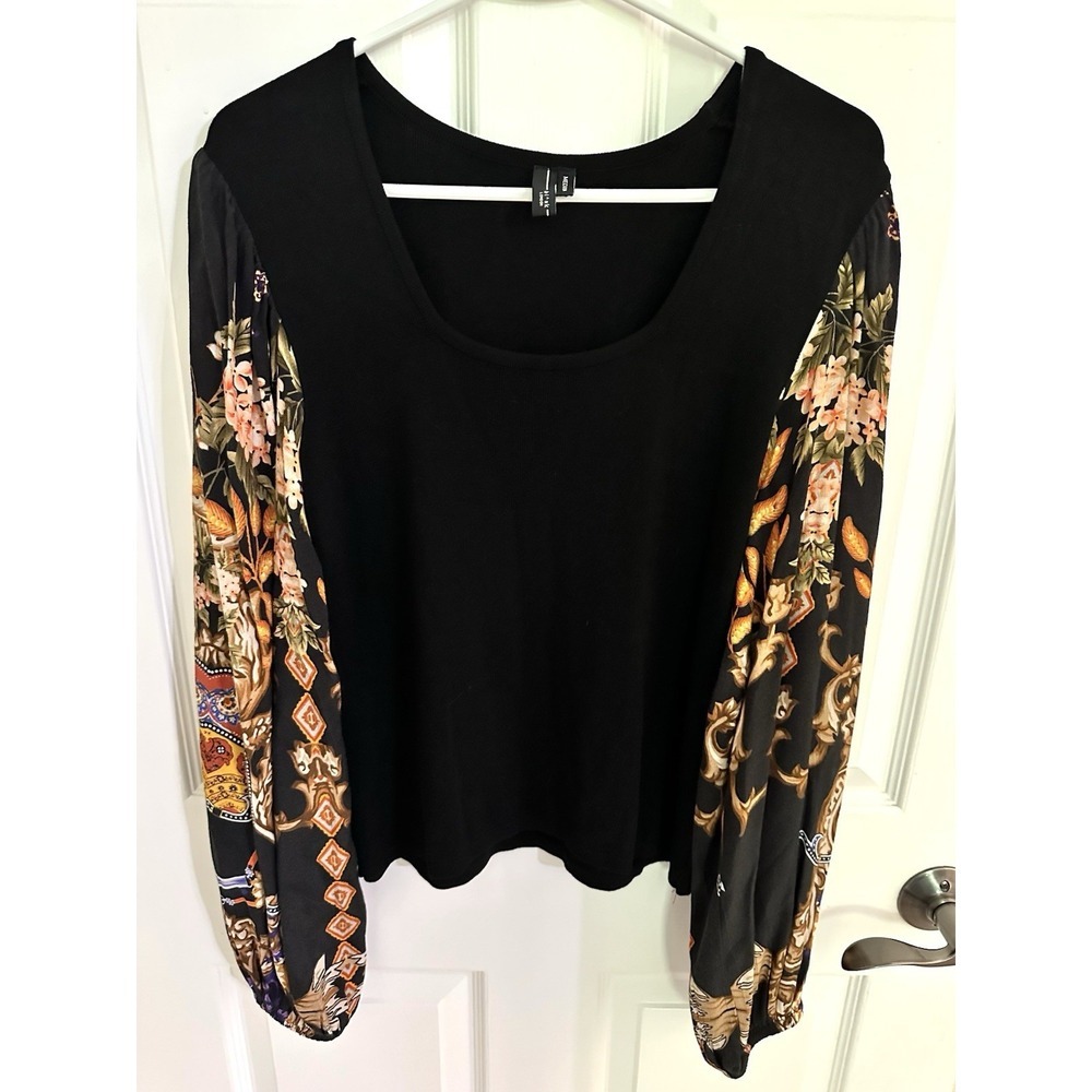 Bl^nk London Anthropologie Peasant‎ Boho Balloon Sleeve top blouse size medium